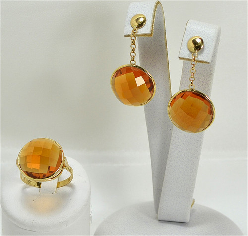 Parure kt cabochon - or,