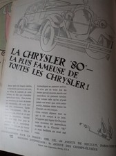 CHRYSLER 80 + ROLLAND PILAIN automobile  publicité papier ILLUSTRATION 1927