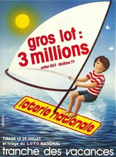 AFFICHETTE / LOTERIE NATIONALE / PLANCHE A VOILE / SAIL BOARD / D. VERDIER