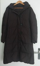 Doudoune longue marron gris a capuche. Uniqlo. Polyester. Duvet. Taille 36