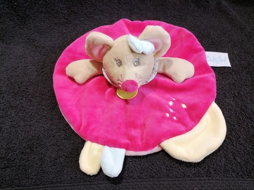 Doudou plat rond souris rouge - rond,