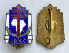 INSIGNE TdM 3° RAC RÉGIMENT ARTILLERIE COLONIALE - DOS LISSE DRAGO PARIS 190