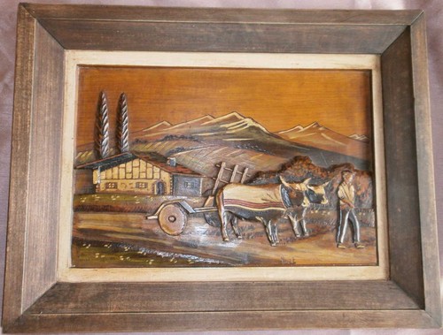 Tableau bois sculpté - ,
