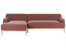 Canapé d'Angle à Droite Pieds en Bois Meuble Coin de Salon en Tissu Polyest