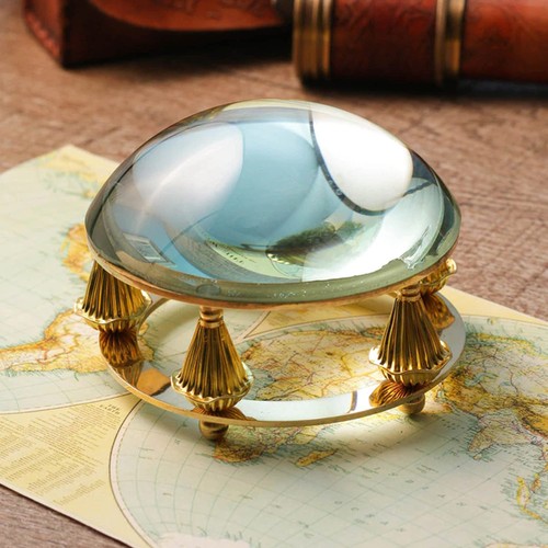 Vintage brass desk magnifying - brass,