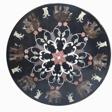 24 " Rond Marbre Café Table Top Pietra Dura Handmade Travail Maison Pièce Décor