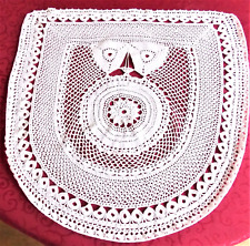 RIDEAU  CROCHET  MAIN   ARTISANAT FRANCAIS OCCASION SECONDE MAIN 65CMX68 BLANC