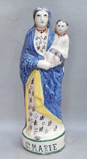 TRES BELLE VIERGE EN FAIENCE POLYCHROME / QUIMPER / MALICORNE / NEVERS FIN XIX E