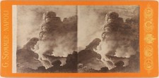 ITALIE Vésuve Photo d’après peinture G. Sommer c1865 Stereo Vintage Albumine n4