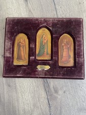 ancien triptyque religieux vierge émail XIX siècle