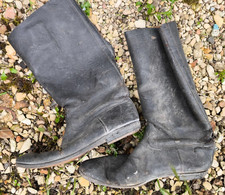Bottes montantes cuir noir - cuir,