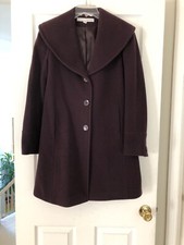 Larry Levine Womens Wool Coat. Dark Purple Sz 4 Knee Length Non-smoking Home.