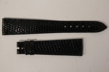 Bracelet montre Universal Genève lézard noir 17 mm vintage (66605)