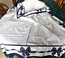 NAPPE IMPRIMEE   COTON   FOND BEIGE CHINE DECOR RUBANS  ESTRELLA 150x250***