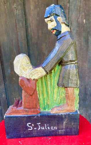 Sculpture bois polychrome - sculpture,