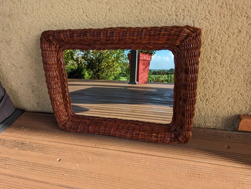 Ancien miroir rotin - en,