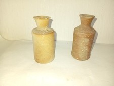 2 Anciennes Bouteilles petits modèles En Grès Terre Cuite Vintage art populaire