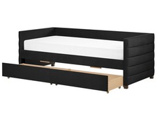 Lit Gigogne Simple avec Deux Tiroirs 90 x 200 cm en Velours Noir Marray