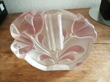 SOLIFLORE ANCIEN - DECOR BOURGEONS ET FLEURS - VERRE DEPOLI ROSE - HAUTEUR 15 CM