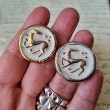 2 Boutons Anciens en Céramique 30 mm Blanc et Doré Line VAUTRIN ?