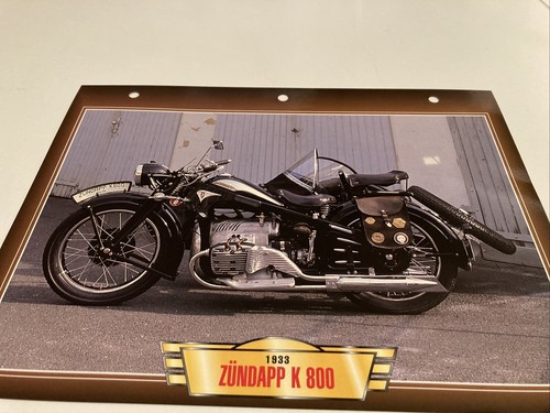 Zündapp k800 1933 fiche carte - k800,
