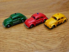 3 jouets Praline Volkswagen coccinelle police pompier Adac VW  1/87