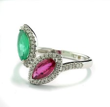 Bague Rubis Émeraude Diamant
