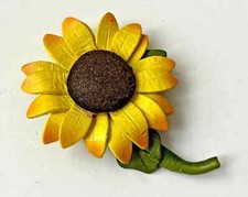 Broche Vintage Fleur de TOURNESOL SUNFLOWER 6,5cm Très joli !