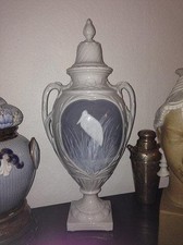 Vase Rorstrand Art Nouveau Pâté Sur Plate Avec Hérons Et Fleurs