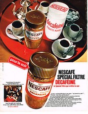 PUBLICITE  1969   NESCAFE    DECAFEINE café soluble pour le soir