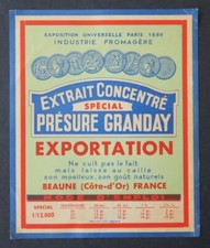 Ancienne étiquette EXTRAIT PRESURE GRANDAY Beaune Lait laiterie french label