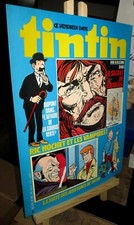 Tintin - Affiche cartonnée pour librairie - Grand format - 40 cm x 30 cm (1980)