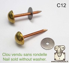 x10 Clous Ø12mm C12 laiton massif malle vintage louis vuitton goyard trunk brass