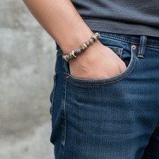 Bracelet Homme Femme Pierres Naturelles Carmelian  - Bois de coco - Hématite 