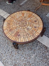 ROGER CAPRON Table basse Ronde Céramique  Vallauris/Décor Herbier/1960/1970