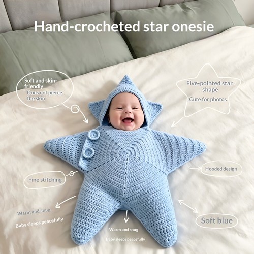 Crocheted star baby cocoon - crocheted,