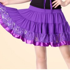Femme Mini Dentelle Tenue de Danse Plissé Volant Bal Jupe Latin Salsa Swing