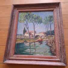 TABLEAU ,  HUILE SUR CARTON AIX EN PROVENCE , LA BARQUE 1940 ( SIGNE )