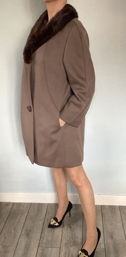 Manteau laine col vison - laine,