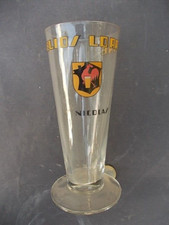 Superbe verre bière flûte HELIOS LORRAINE Saint Nicolas Port gravure acide 1950