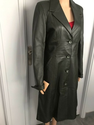 Manteau en cuir vert kaki - ,