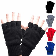 Gants Unisexes Doux Demi-Doigts Pour Femmes Et Hommes Mitaines Tricotées /