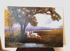 Grand DIPINT PAISAGE SIGNÉ LONGONI ANNÉES 30 - 101 X 71