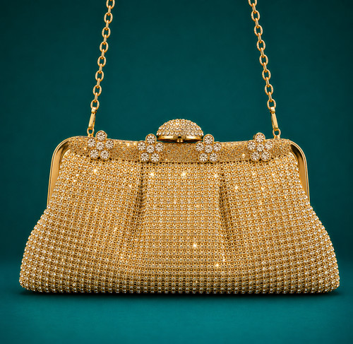 Luxury gold rhinestone evening - luxury,