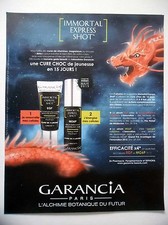 PUBLICITE-ADVERTISING :  GARANCIA Immortal Express Shot  2016 Cosmétique  Dragon