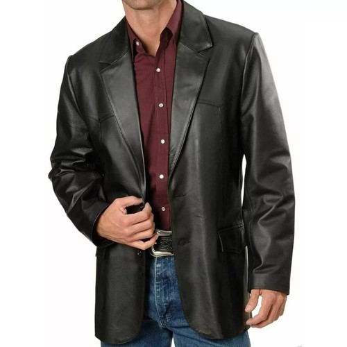 Blazer cuir véritable noir - en,