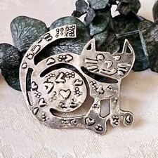 Broche Vintage Chat Métal