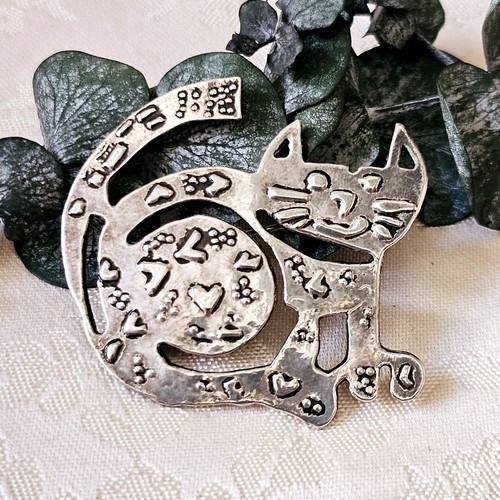 Broche vintage chat métal - vintage,