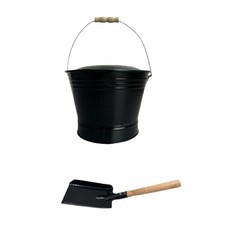 Seau à cendres ignifuge noir avec couvercle pour rangement de cendres et charbo