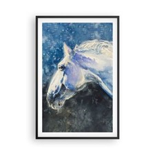Affiche Poster 61x91cm Tableaux Image Photo Cheval Aquarelle Portrait Wall Art